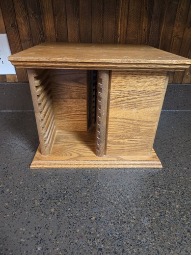 Vtg oak holder storage - holder,